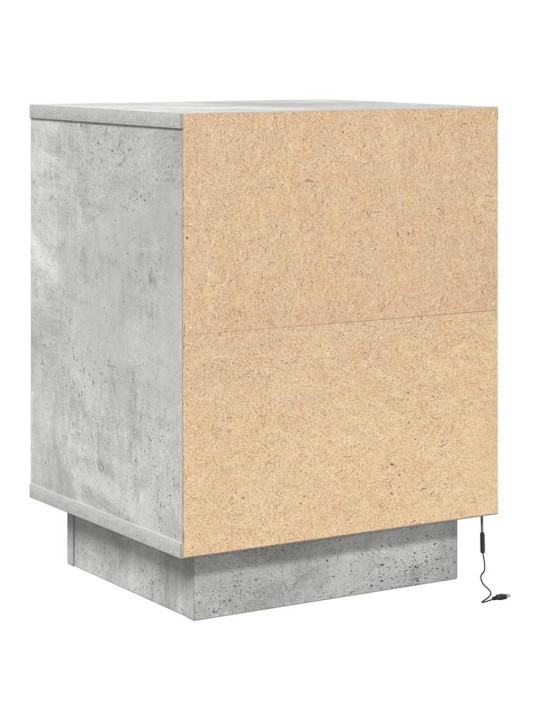 Yöpöytäkaappi led-valoilla betoninharmaa 38x34x50 cm