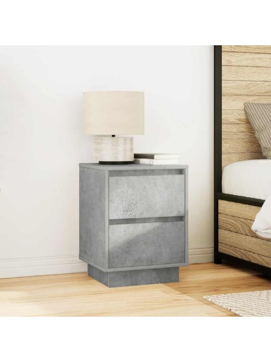 Yöpöytäkaapit led-valoilla 2 kpl betoninharmaa 38x34x50 cm