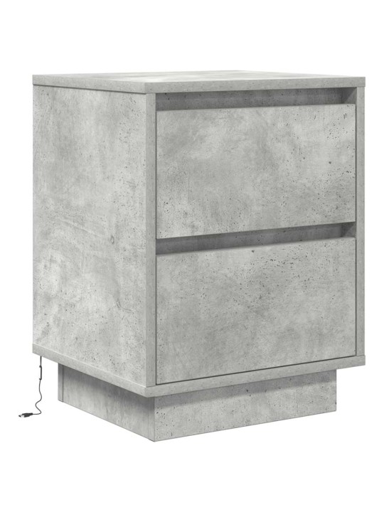 Yöpöytäkaapit led-valoilla 2 kpl betoninharmaa 38x34x50 cm