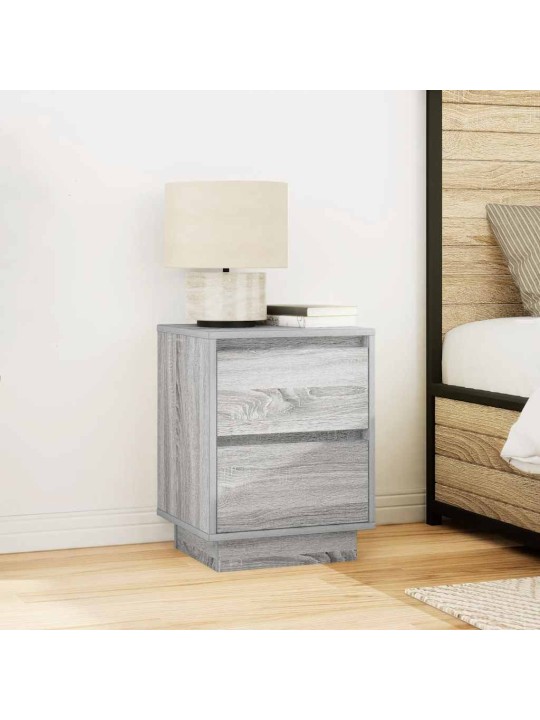 Yöpöytäkaappi led-valoilla harmaa sonoma 38x34x50 cm