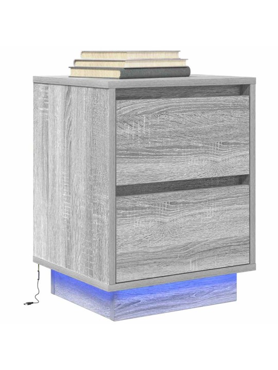 Yöpöytäkaappi led-valoilla harmaa sonoma 38x34x50 cm