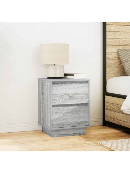 Yöpöytäkaapit led-valoilla 2 kpl harmaa sonoma 38x34x50 cm