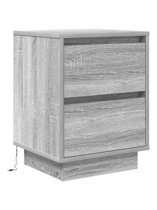 Yöpöytäkaapit led-valoilla 2 kpl harmaa sonoma 38x34x50 cm