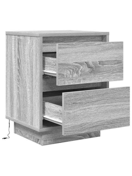 Yöpöytäkaapit led-valoilla 2 kpl harmaa sonoma 38x34x50 cm
