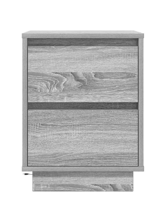Yöpöytäkaapit led-valoilla 2 kpl harmaa sonoma 38x34x50 cm