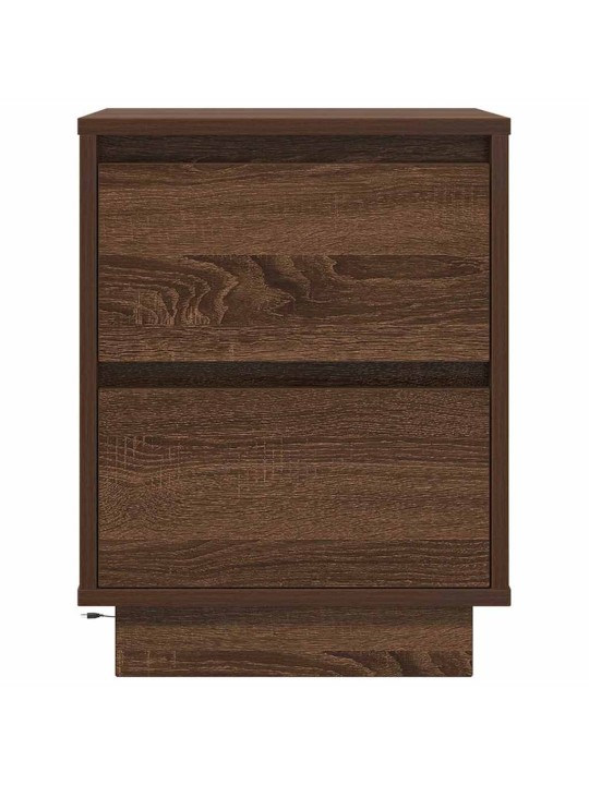 Yöpöytä led-valoilla ruskea tammi 38x34x50 cm