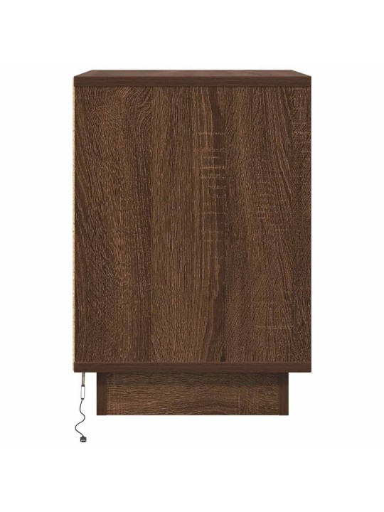 Yöpöytä led-valoilla ruskea tammi 38x34x50 cm