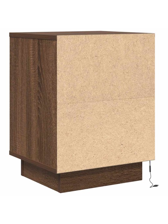 Yöpöytä led-valoilla ruskea tammi 38x34x50 cm