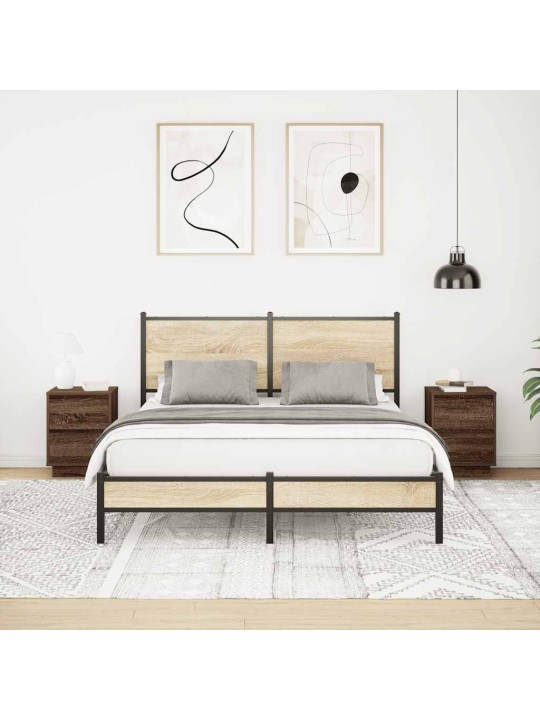 Yöpöytäkaapit led-valoilla 2 kpl ruskea tammi 38x34x50 cm
