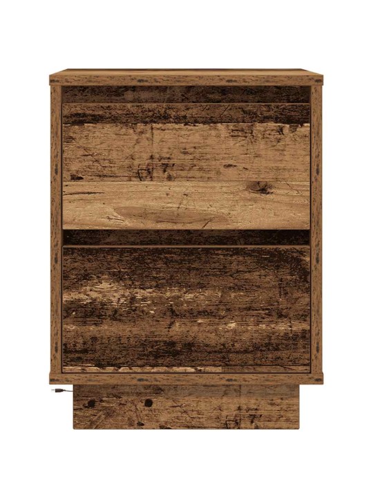 Yöpöytäkaapit led-valoilla 2 kpl vanha puu 38x34x50 cm