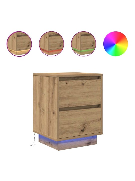 Yöpöytäkaapit led-valoilla 2 kpl artisan oak 38x34x50 cm