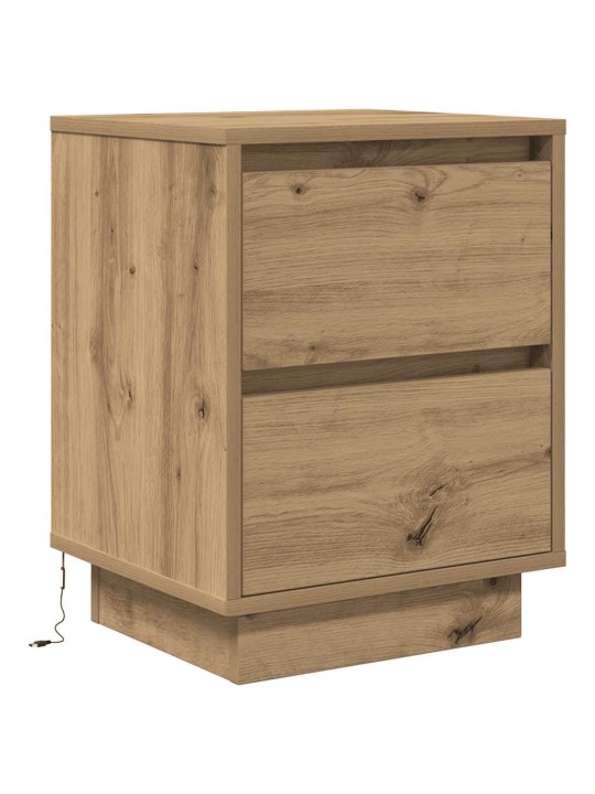 Yöpöytäkaapit led-valoilla 2 kpl artisan oak 38x34x50 cm