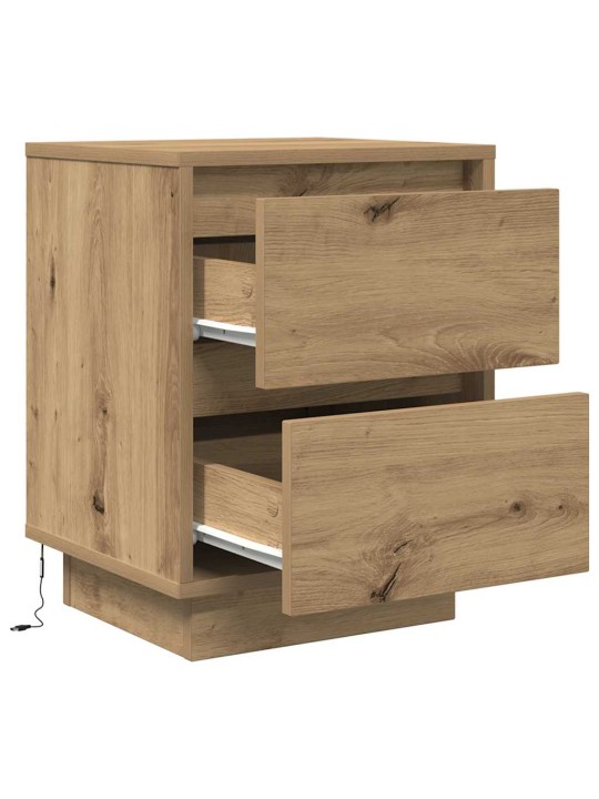Yöpöytäkaapit led-valoilla 2 kpl artisan oak 38x34x50 cm