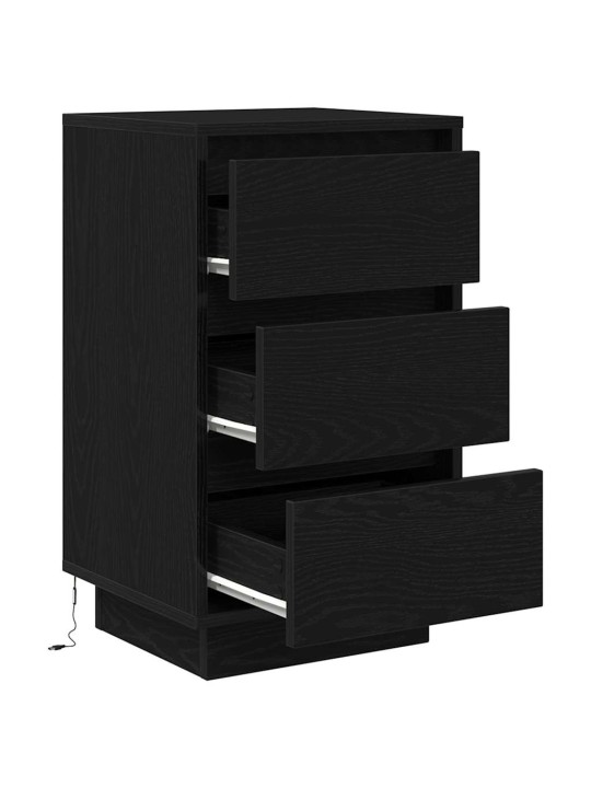 Yöpöytäkaappi led-valoilla musta 38x34x65 cm