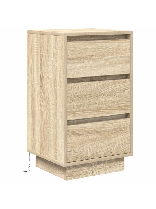 Yöpöytäkaappi led-valoilla sonoma tammi 38x34x65 cm