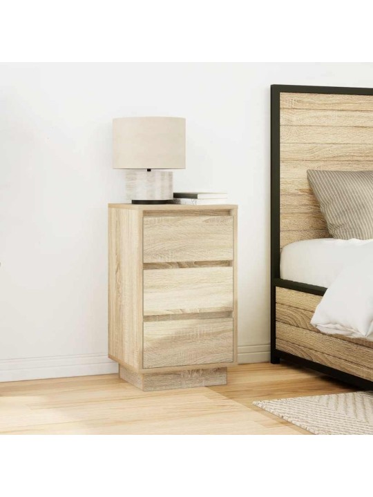 Yöpöytäkaappi led-valoilla sonoma tammi 38x34x65 cm