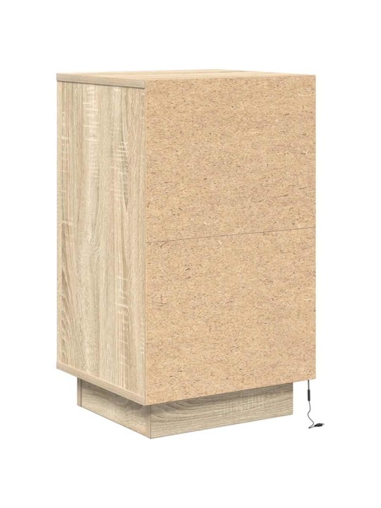 Yöpöytäkaappi led-valoilla sonoma tammi 38x34x65 cm