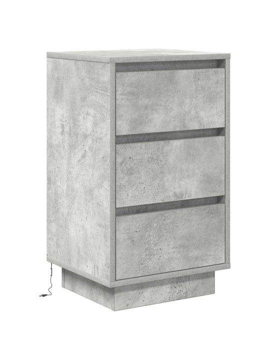 Yöpöytäkaappi led-valoilla betoninharmaa 38x34x65 cm