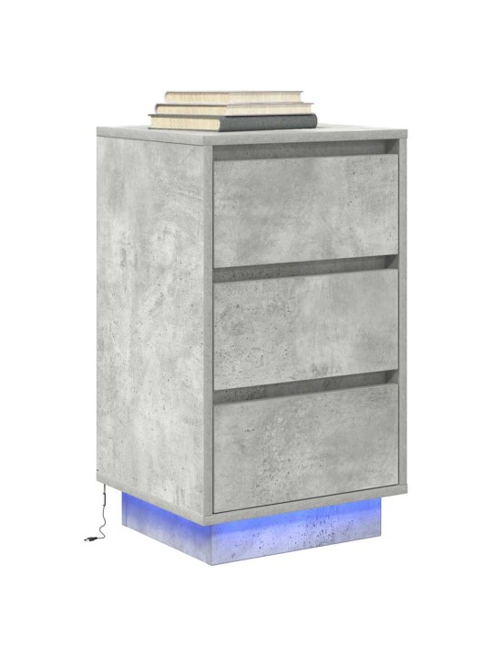 Yöpöytäkaappi led-valoilla betoninharmaa 38x34x65 cm