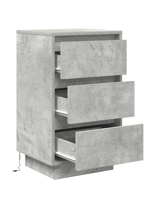 Yöpöytäkaappi led-valoilla betoninharmaa 38x34x65 cm