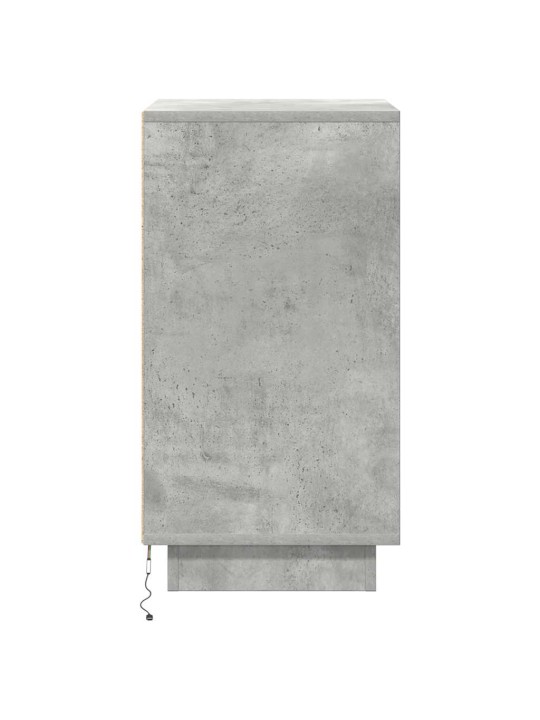 Yöpöytäkaappi led-valoilla betoninharmaa 38x34x65 cm