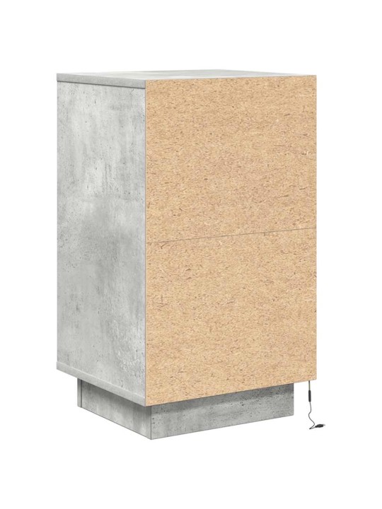 Yöpöytäkaappi led-valoilla betoninharmaa 38x34x65 cm