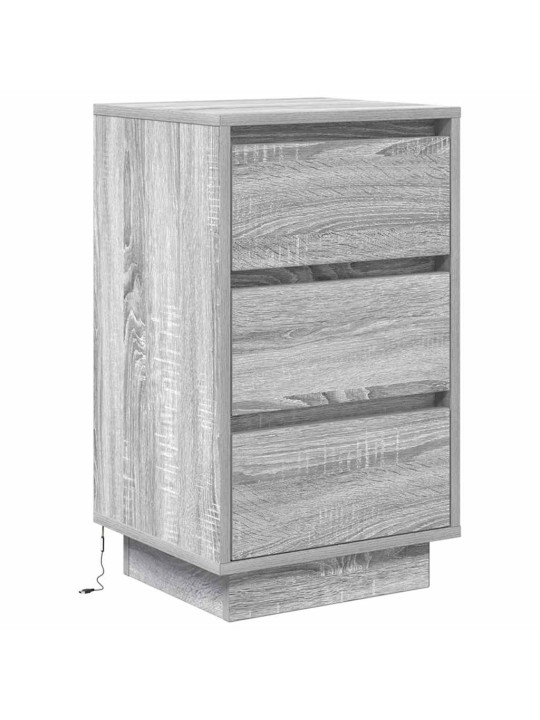 Yöpöytäkaappi led-valoilla harmaa sonoma 38x34x65 cm