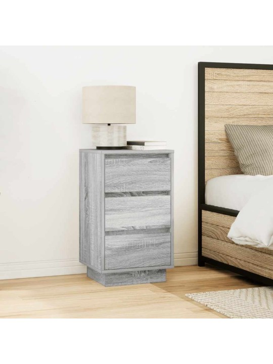 Yöpöytäkaappi led-valoilla harmaa sonoma 38x34x65 cm