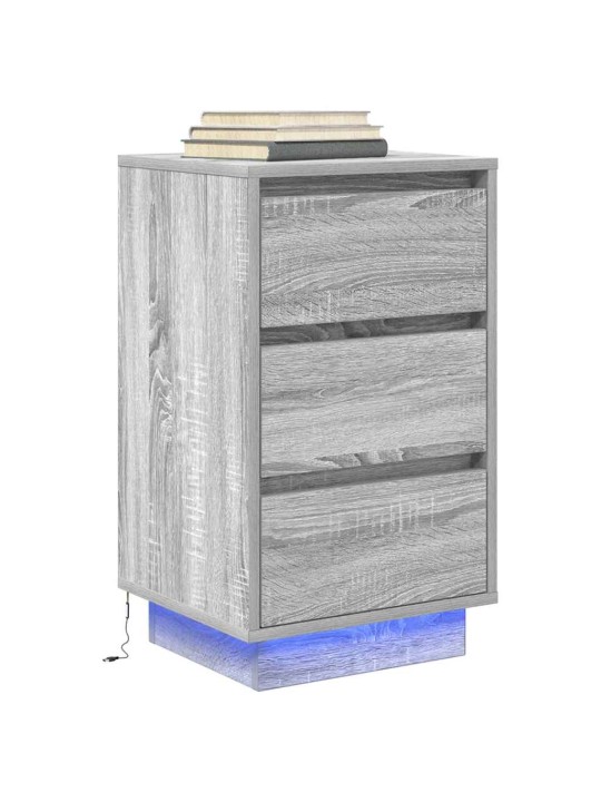 Yöpöytäkaappi led-valoilla harmaa sonoma 38x34x65 cm