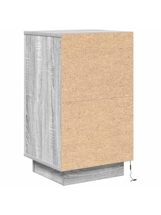Yöpöytäkaappi led-valoilla harmaa sonoma 38x34x65 cm