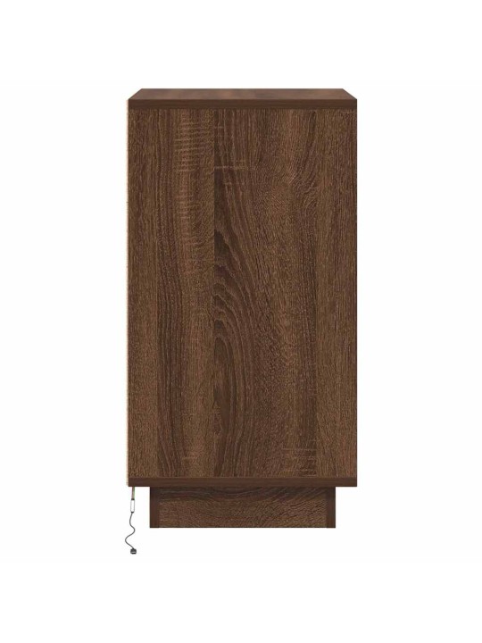 Yöpöytä led-valoilla ruskea tammi 38x34x65 cm