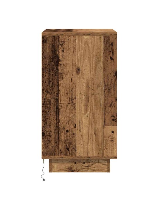 Yöpöytäkaappi led-valoilla vanha puu 38x34x65 cm