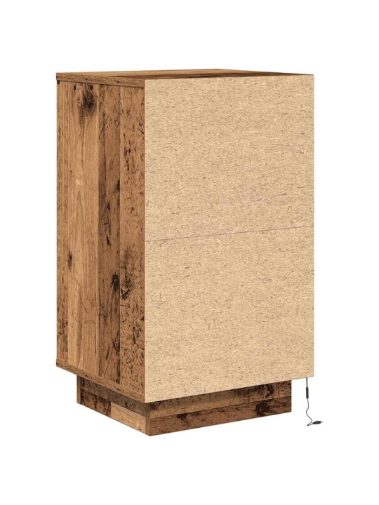 Yöpöytäkaappi led-valoilla vanha puu 38x34x65 cm