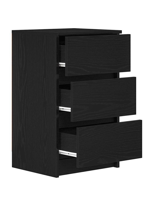 Yöpöytäkaapit 3 laatikolla 2 kpl musta 39x35x65 cm