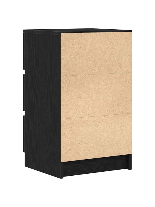 Yöpöytäkaapit 3 laatikolla 2 kpl musta 39x35x65 cm