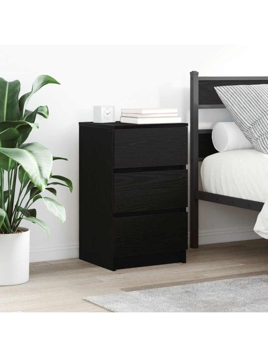 Yöpöytäkaapit 3 laatikolla 2 kpl musta 39x35x65 cm