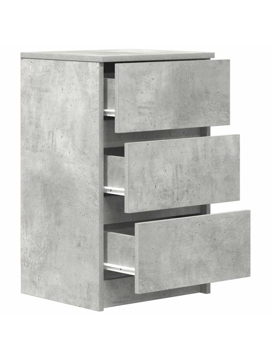 Yöpöytäkaapit, 3 laatikkoa 2 kpl betoninharmaa 39x35x65 cm