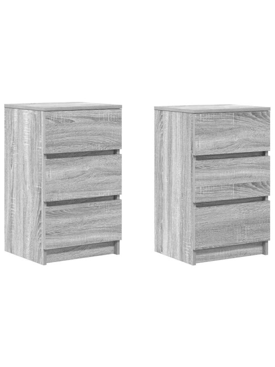 Yöpöytäkaapit 3 laatikolla 2 kpl harmaa sonoma 39x35x65 cm