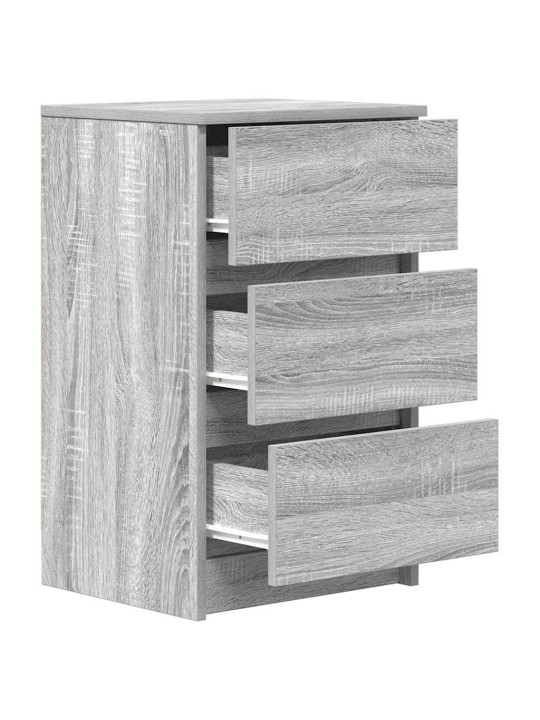 Yöpöytäkaapit 3 laatikolla 2 kpl harmaa sonoma 39x35x65 cm