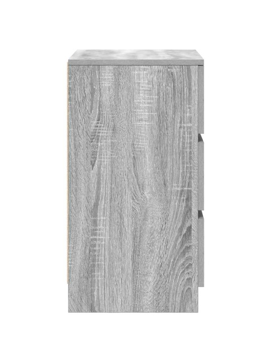 Yöpöytäkaapit 3 laatikolla 2 kpl harmaa sonoma 39x35x65 cm