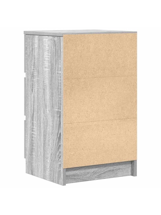Yöpöytäkaapit 3 laatikolla 2 kpl harmaa sonoma 39x35x65 cm