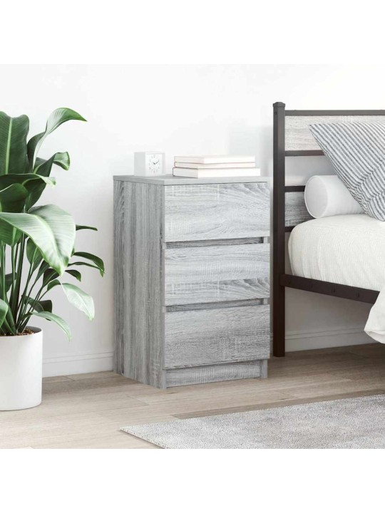 Yöpöytäkaapit 3 laatikolla 2 kpl harmaa sonoma 39x35x65 cm