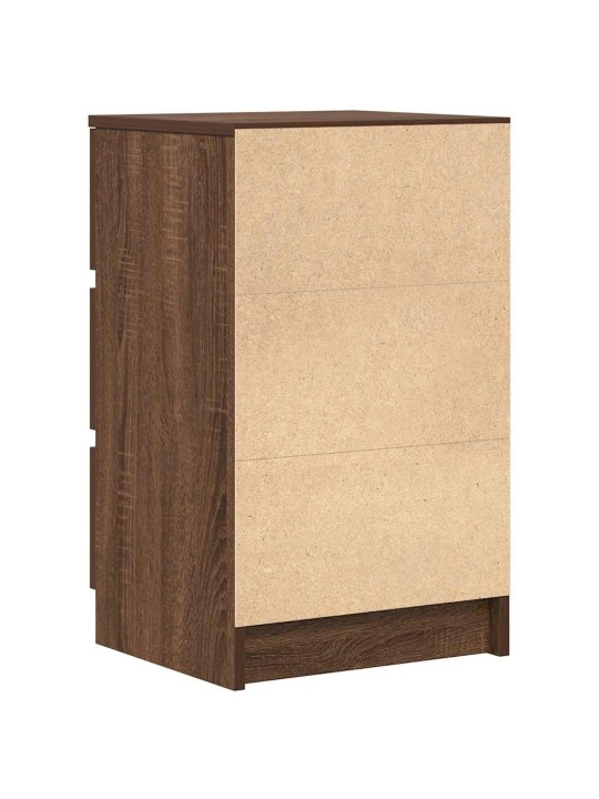 Yöpöytäkaapit, 3 laatikkoa 2 kpl ruskea tammi 39x35x65 cm
