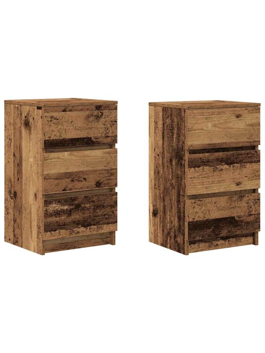 Yöpöytäkaapit 3 laatikolla 2 kpl vanha puu 39x35x65 cm