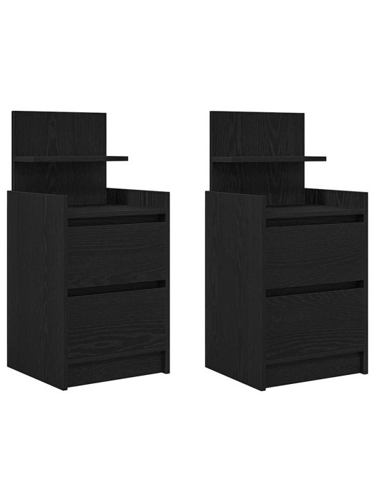 Yöpöytäkaapit 2 laatikkoa 2 kpl musta 38x34x80 cm