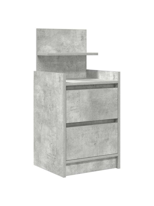 Yöpöytäkaapit 2 laatikkoa 2 kpl betoninharmaa 38x34x80 cm