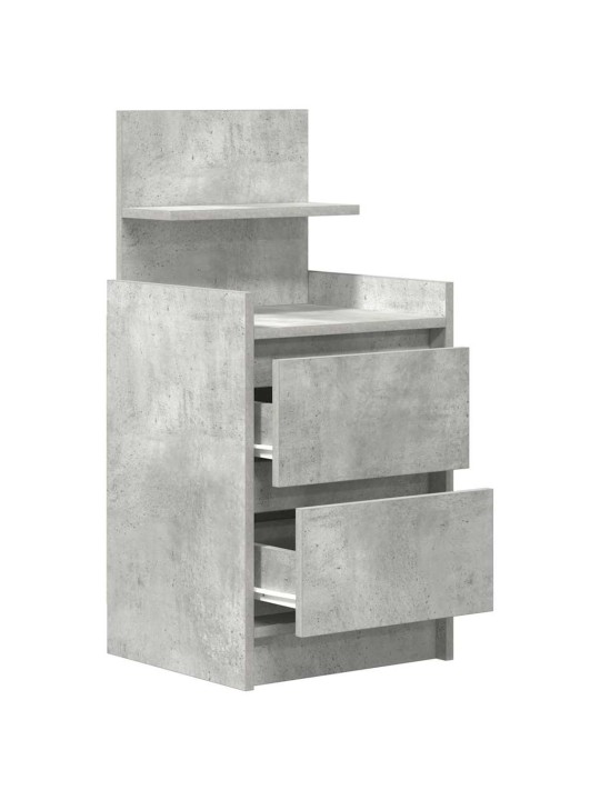 Yöpöytäkaapit 2 laatikkoa 2 kpl betoninharmaa 38x34x80 cm