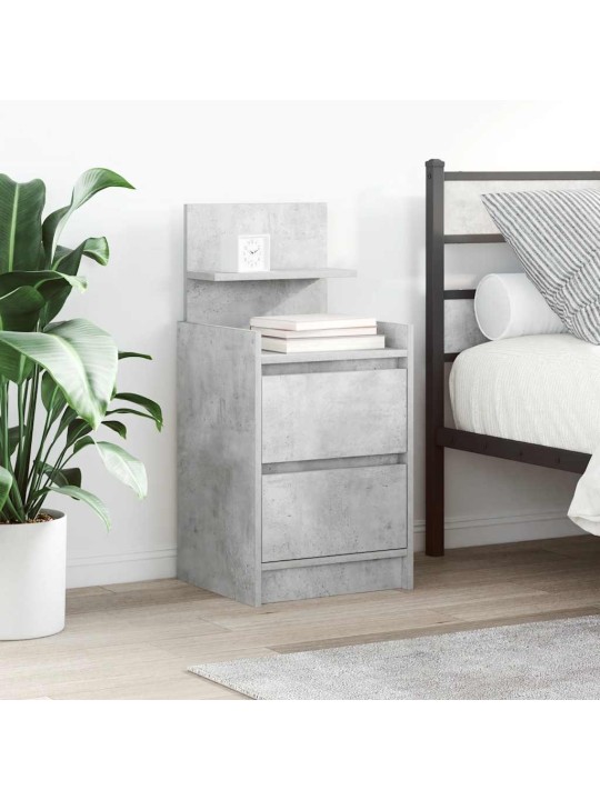 Yöpöytäkaapit 2 laatikkoa 2 kpl betoninharmaa 38x34x80 cm
