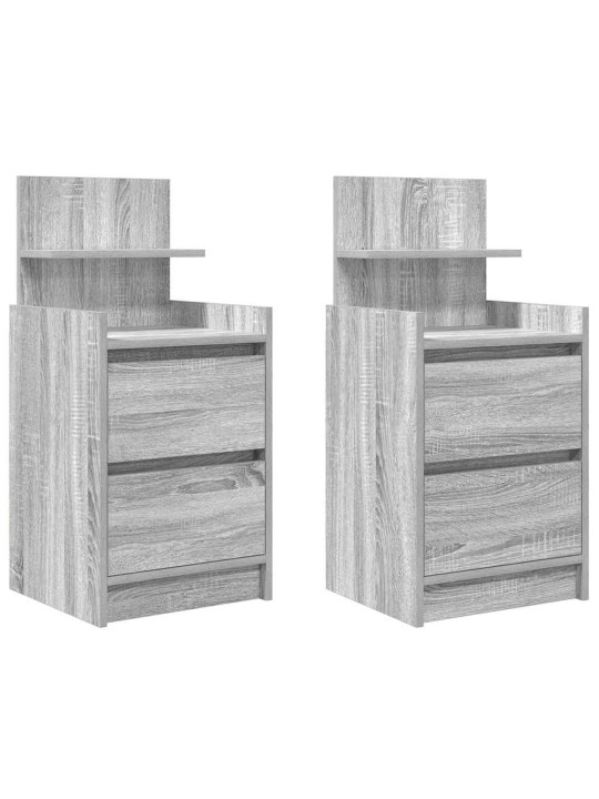 Yöpöytäkaapit 2 laatikkoa 2 kpl harmaa sonoma 38x34x80 cm