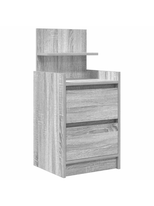 Yöpöytäkaapit 2 laatikkoa 2 kpl harmaa sonoma 38x34x80 cm